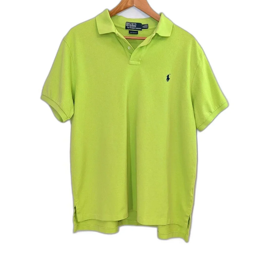 Polo Ralph Lauren Men’s | Cotton Piqué Custom Fit Polo in Neon Green | Size XL